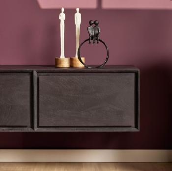 zwevend tv meubel zwart mangohout 280 cm