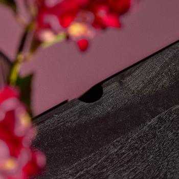 zwevend tv meubel zwart mangohout 280 cm