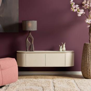 Zwevend tv meubel beigezand mangohout 120 cm