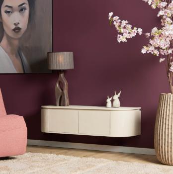 Zwevend tv meubel beigezand mangohout 120 cm