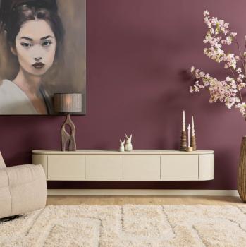 Zwevend tv meubel beigezand mangohout 200 cm