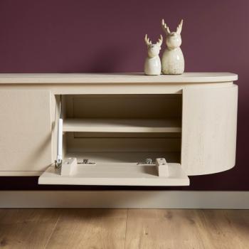 Zwevend tv meubel beigezand mangohout 240 cm