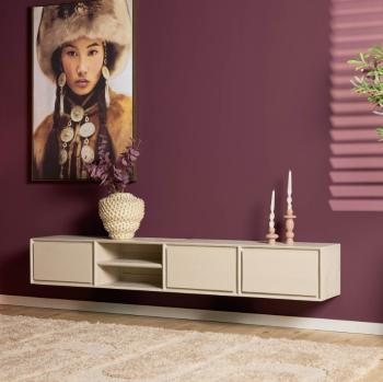 zwevend tv meubel beigezand 200 cm