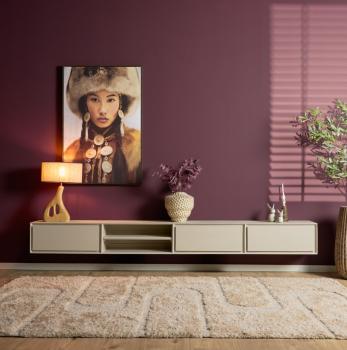 zwevend tv meubel beigezand mangohout 280 cm