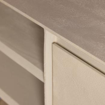 zwevend tv meubel beigezand mangohout 280 cm