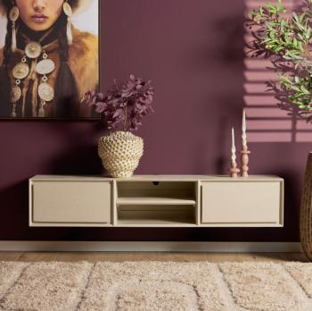 zwevend tv meubel zandbeige 160 cm