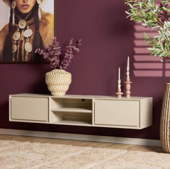 zwevend tv meubel zandbeige 160 cm