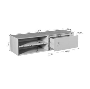 zwevend tv meubel donkberbruin mangohout 120 cm