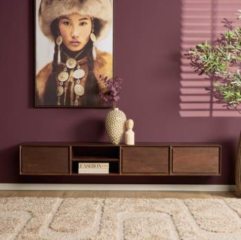 zwevend tv meubel donkerbruin mangohout 200 cm