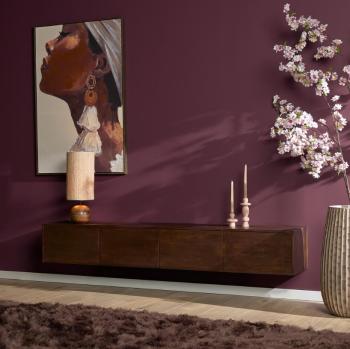 Zwevend tv meubel donkerbruin mangohout 200 cm