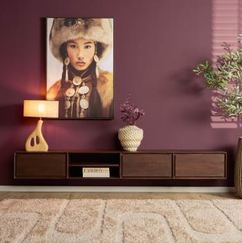 zwevend tv meubel donkerbruin mangohout 240 cm