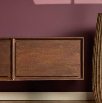 zwevend tv meubel donkerbruin mangohout 240 cm