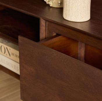 zwevend tv meubel donkerbruin mangohout 240 cm