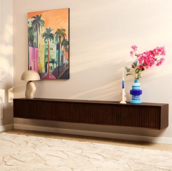 Zwevend tv meubel stripe donkerbruin 240 cm