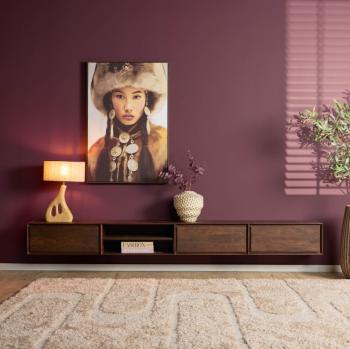 zwevend tv meubel donkerbruin mangohout 280 cm