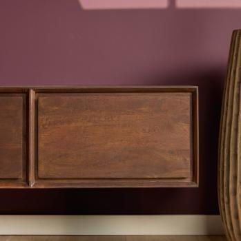 zwevend tv meubel donkerbruin mangohout 280 cm