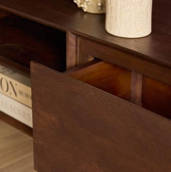 zwevend tv meubel donkerbruin mangohout 280 cm