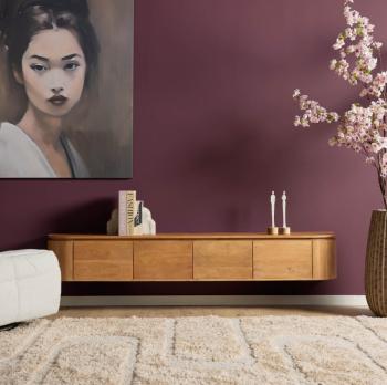 Zwevend tv meubel naturel bruin mango 200 cm