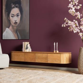 Zwevend tv meubel naturel bruin mango 200 cm