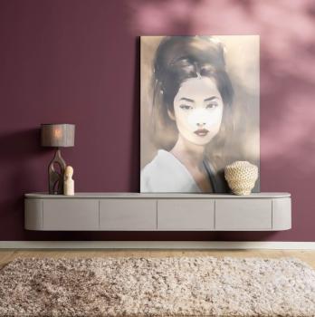 Zwevend tv meubel taupegrijs mangohout 240 cm