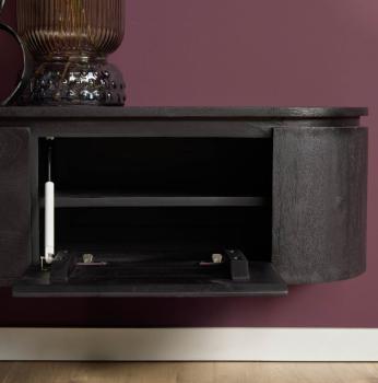 Zwevend tv meubel zwart mangohout 160 cm