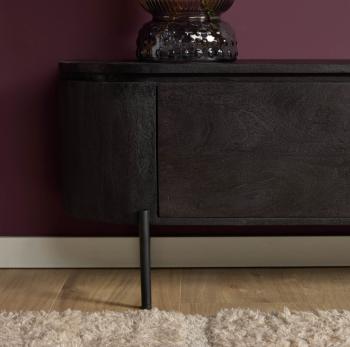 Zwevend tv meubel zwart mangohout 160 cm