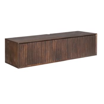 Zwevend tv meubel lamellen patroon donkerbruin mangohout 120 cm