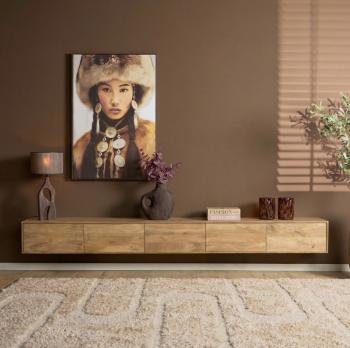 Zwevend tv meubel mangohout bruin 280 cm