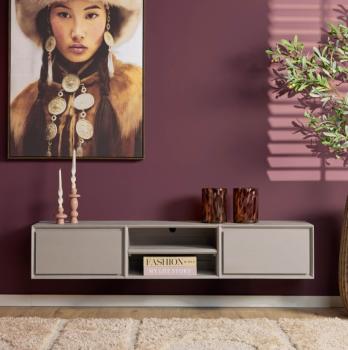 zwevend tv meubel taupegrijs 160 cm