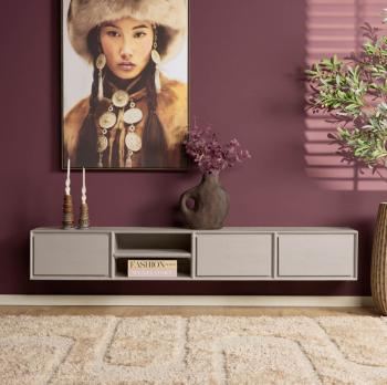 zwevend tv meubel taupegrijs 280 cm