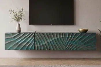 Zwevend tv dressoir turquoise mangohout 160 cm