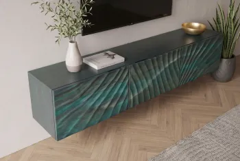 Zwevend tv dressoir turquoise mangohout 160 cm