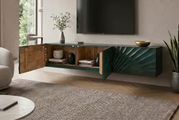Zwevend tv dressoir turquoise mangohout 160 cm