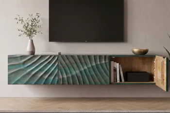 Zwevend tv dressoir turquoise mangohout 160 cm