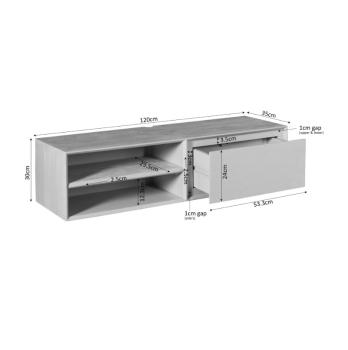 Zwevend tv meubel zwart mangohout 120 cm