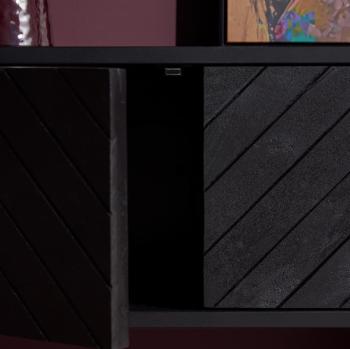 Zwevend tv meubel zwart mangohout visgraat 160 cm