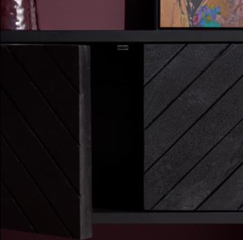 Zwevend tv meubel zwart mangohout visgraat 200 cm