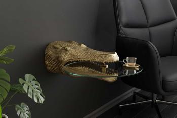 Hangende bijzettafel krokodil goud 61 cm
