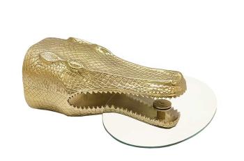 Hangende bijzettafel krokodil goud 61 cm