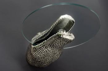 Hangende design bijzettafel krokodil zilver 61 cm